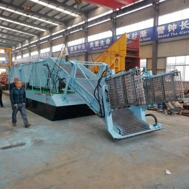 River trash cleaning barge