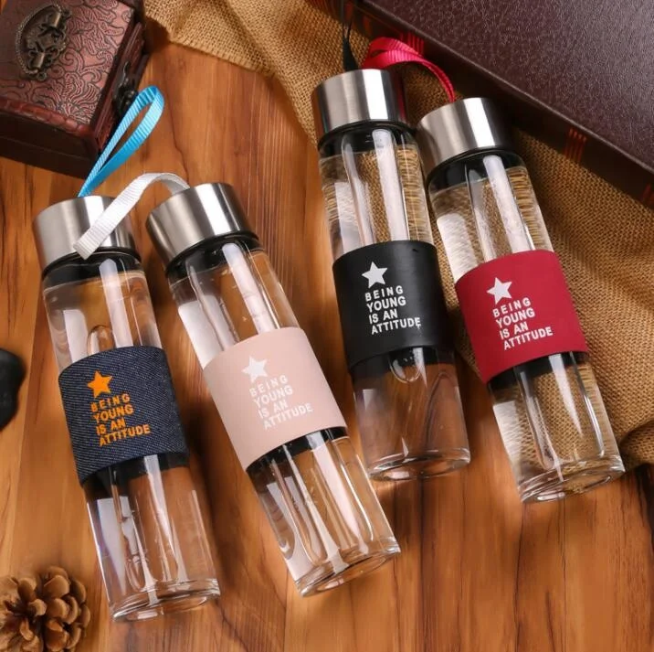 2024 Custom Printed Glass Water Bottle Single Glazed Water Bottle for Sport and Office Coffee Bottle