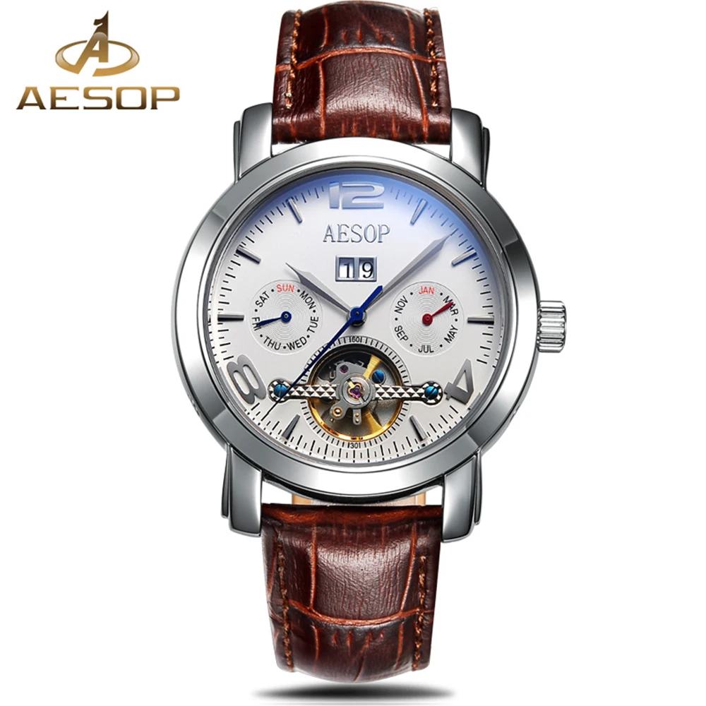 Aesop Brand Automatic Men Stainless steel band Male Clock Relogio Masculino Hodinky watch