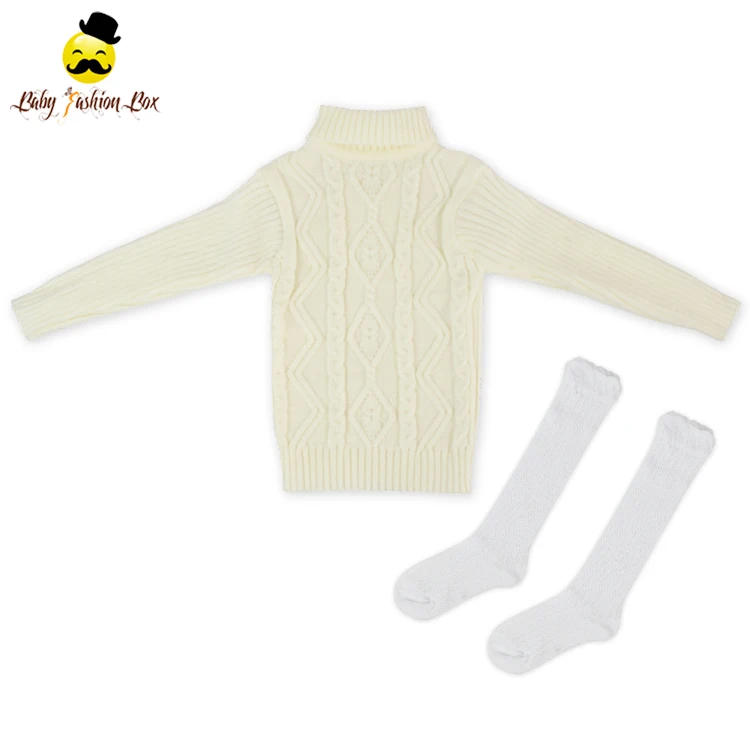  Wholesale baby girl fall winter sweater new design wool high neck knitting