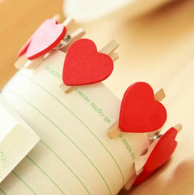 
Mini Heart Love Wooden Clothes Photo Paper Peg Pin Clothespin Craft Postcard Clips Home wedding Decoration 