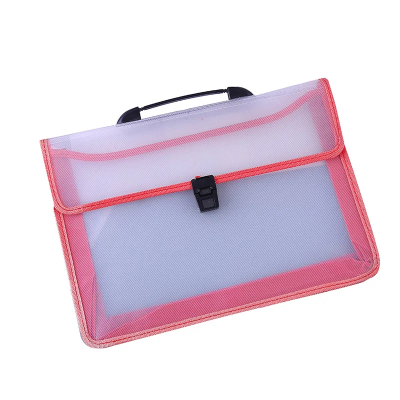 A4 pp document envelope bag plastic file folder with handle and fastener closure