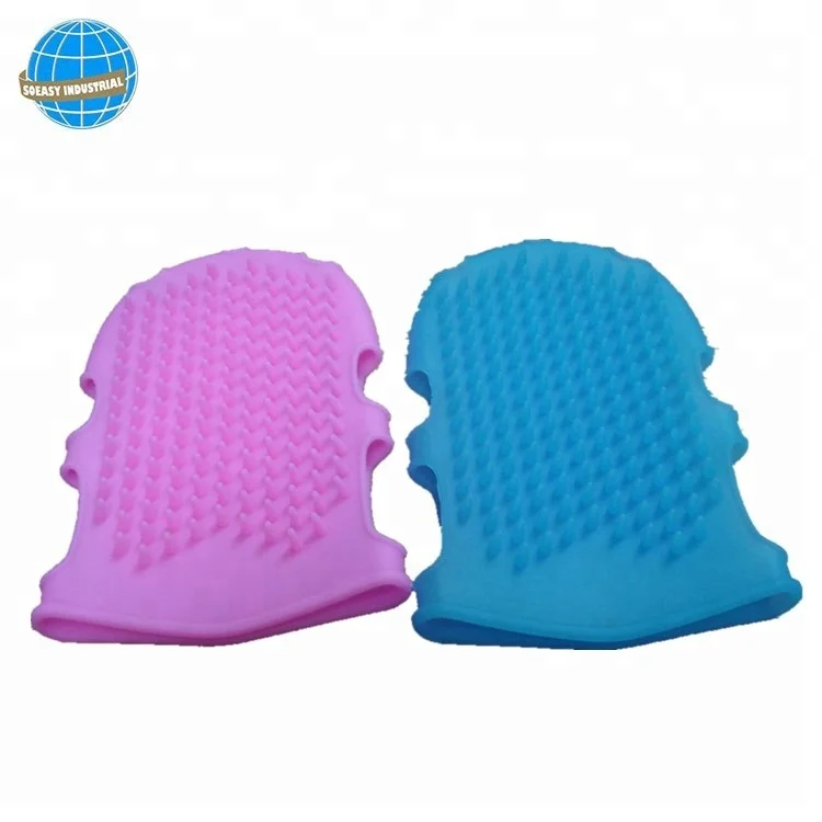 Silicone Body Brush Glove Scalp Massage and Exfoliating Anti-Cellulite Brush for Spa or Bathroom Use