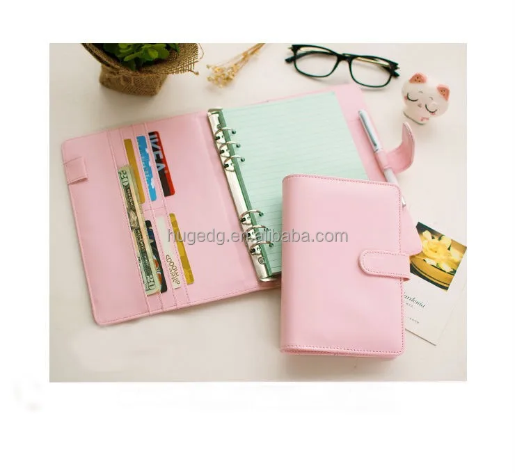 Cute fancy PU girls school notebook with colorful paper