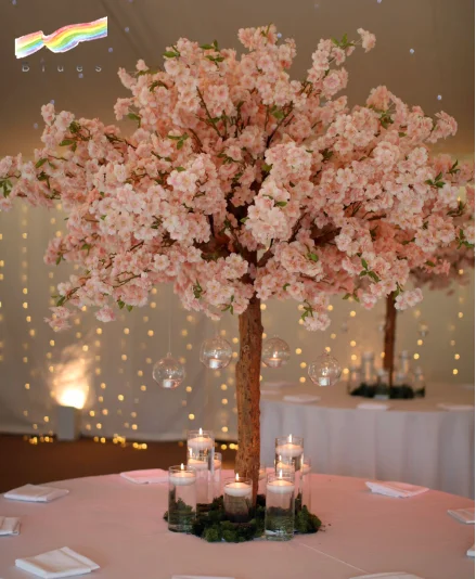 Artificial  silk cherry blossom table tree flowers wedding centerpiece trees for sell decoration wholesale