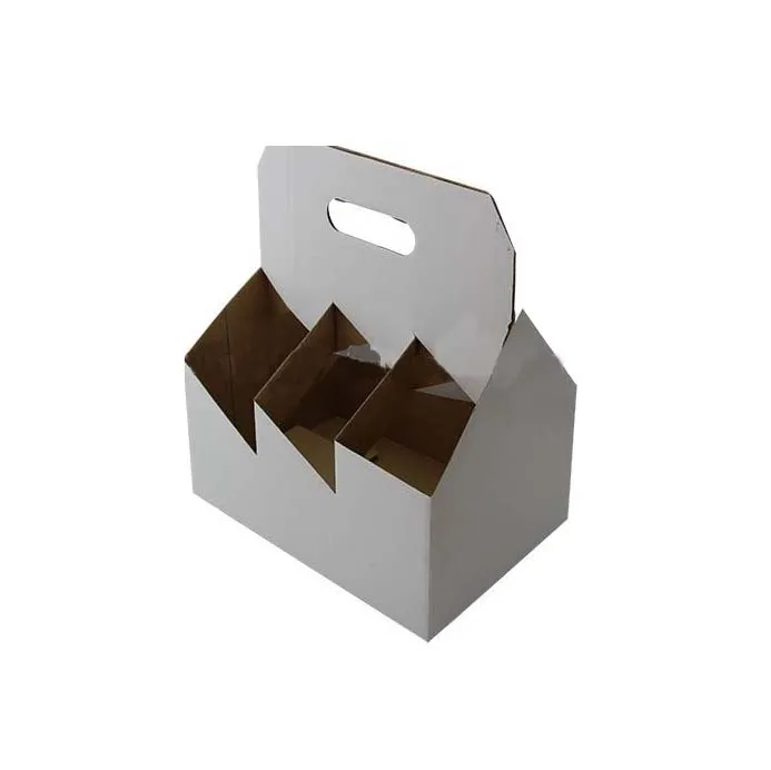 Custom white cardboard 2 beer bottle carry box