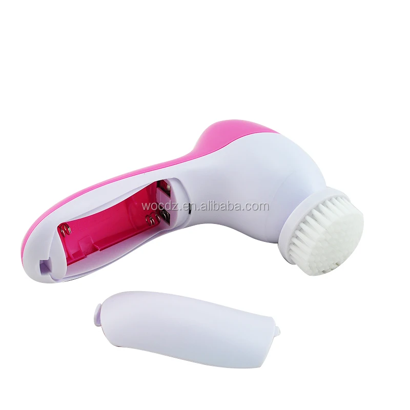 Electric Wash Face Machine Facial Pore Cleaner Body Cleaning Massage Mini Skin Beauty Massager 5 in 1 Battery Color Box
