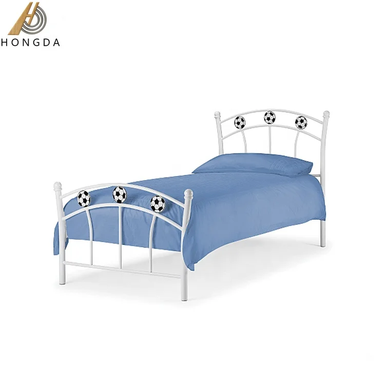 
Kids Room Furniture Football Metal Frame Single White Iron Kids Bed for Boys 
