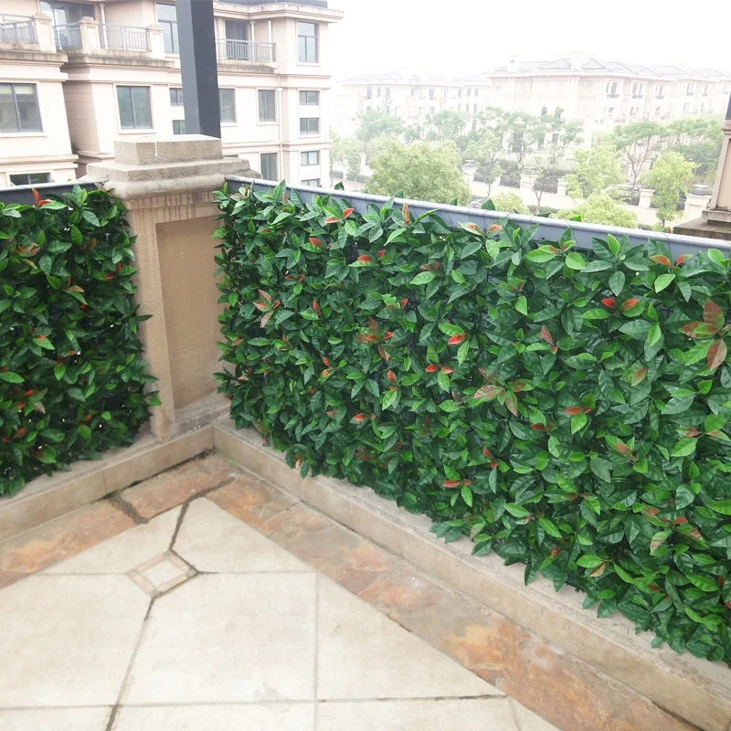 Promotional 50X50cm vertical plastic artificial plant green wall balcony grass leaves mat manufacturer