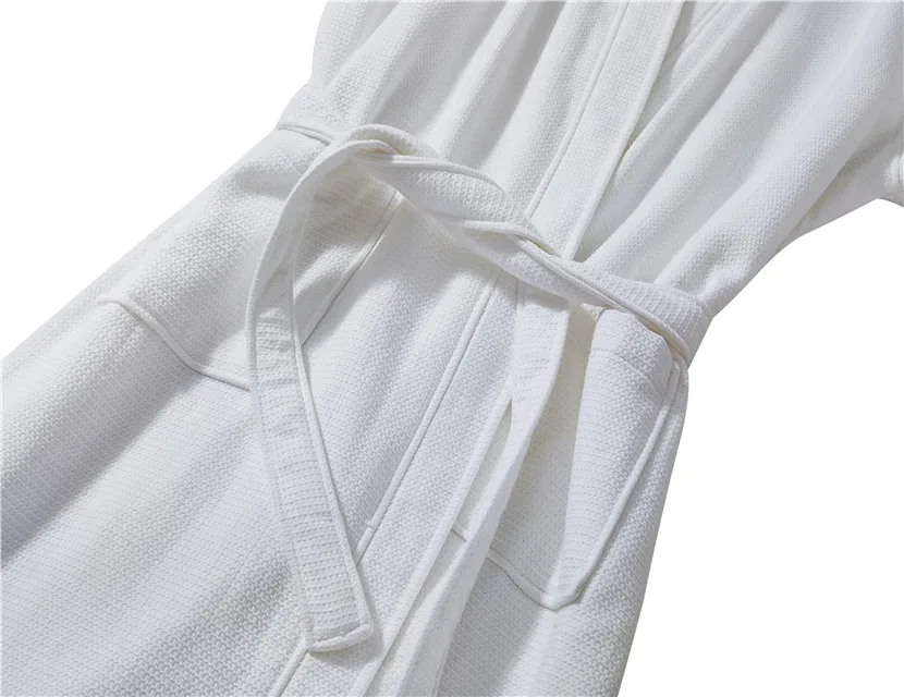 Cheap Double Layer White Shawl Collar Luxury Hotel Waffle Terry Bathrobe