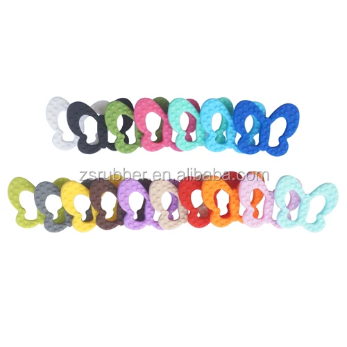 China Manufacturer BPA Free Food Grade Soft butterfly Teether Silicone Baby Teether Chew Beads for Baby