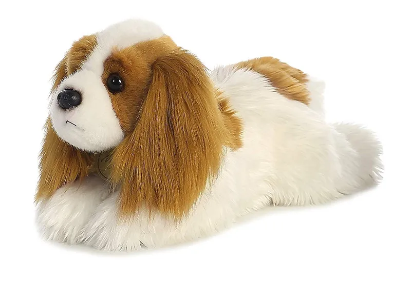 30cm white and brown stuffed Cavalier King Charles dog china plush toys