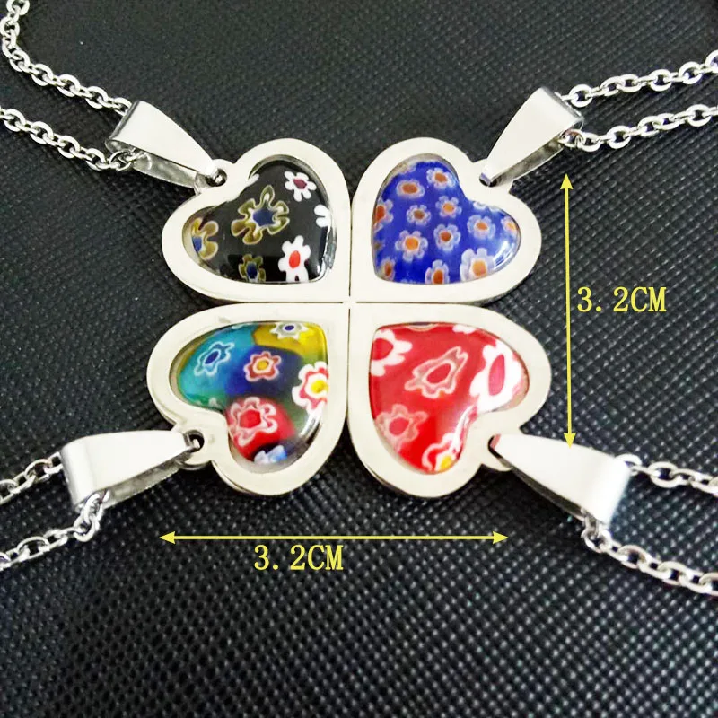4 heart combine into one flower acrylic pendant jewelry necklace