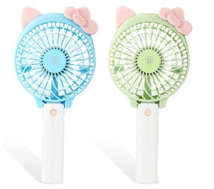Cartoon hello kitty Rabbit Cat Miniso Lovely Mini Battery Operated handheld Rechargeable folding USB fan For kinds