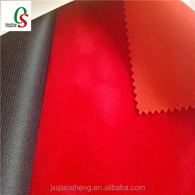 Viscose crushed velvet flocking polyester tricot knit fabric for shoes materials and sofa