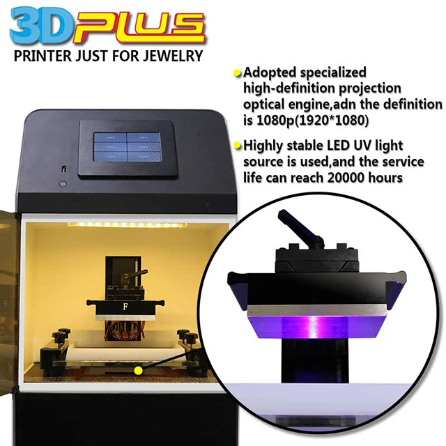 2021 Best Sale Long Life 20000 Hours LED UV Curing DLP 3D Printer for Jewellery