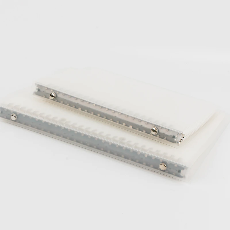 
transparent hardcover A5 size plain ruled squared spiral notebook binder clip filler papers 
