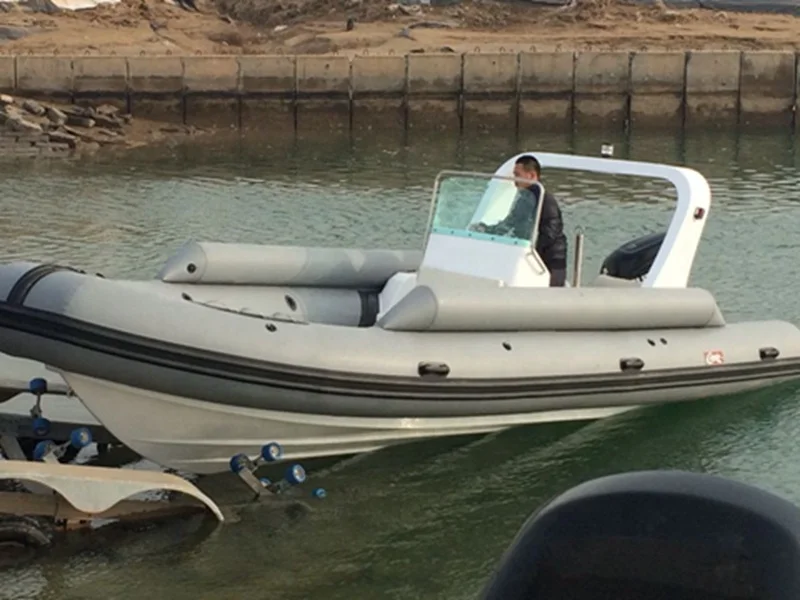 CE 6.8M Fiberglass rib boat V Deep Hull Inflatable Boat with Hard Bottom