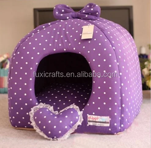 
Rose/Purple Princess Pet Dog Cat Soft Bed House Tent Small+toy 