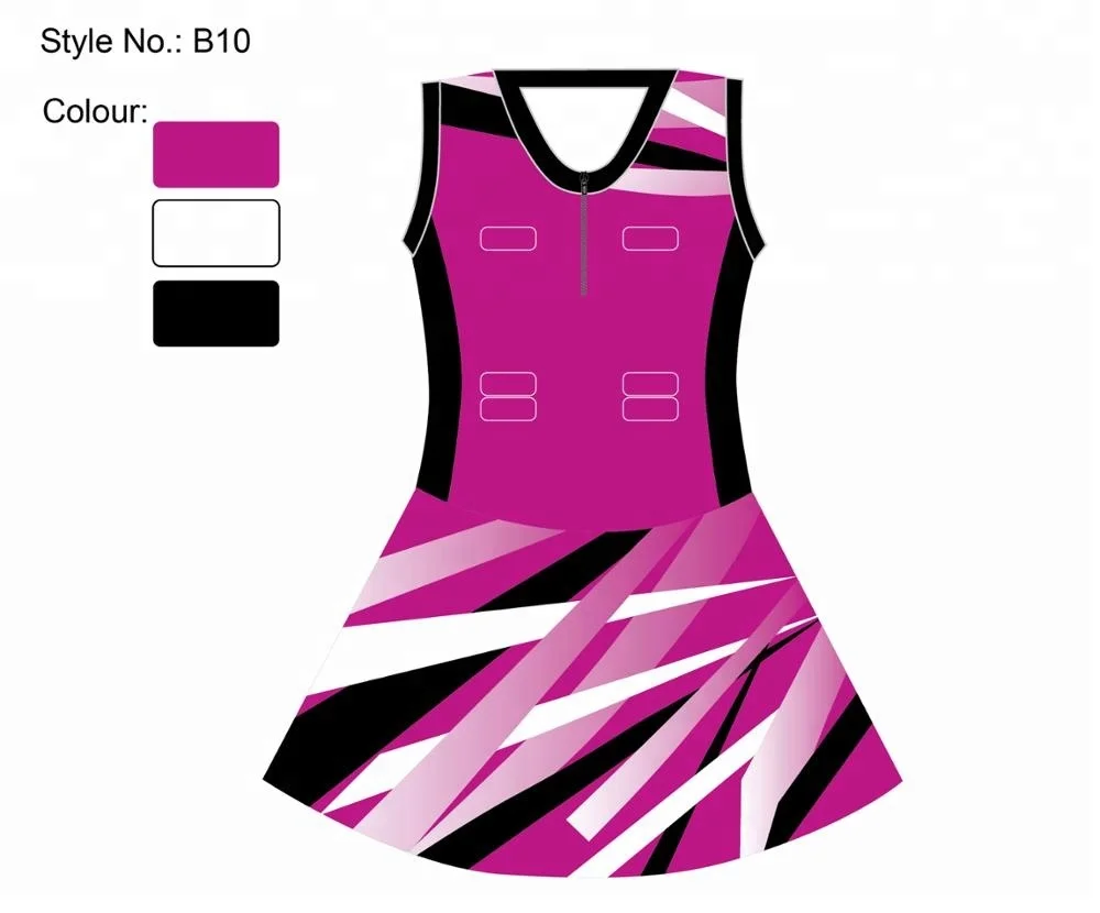 Custom own design sublimation black&blue netball dress