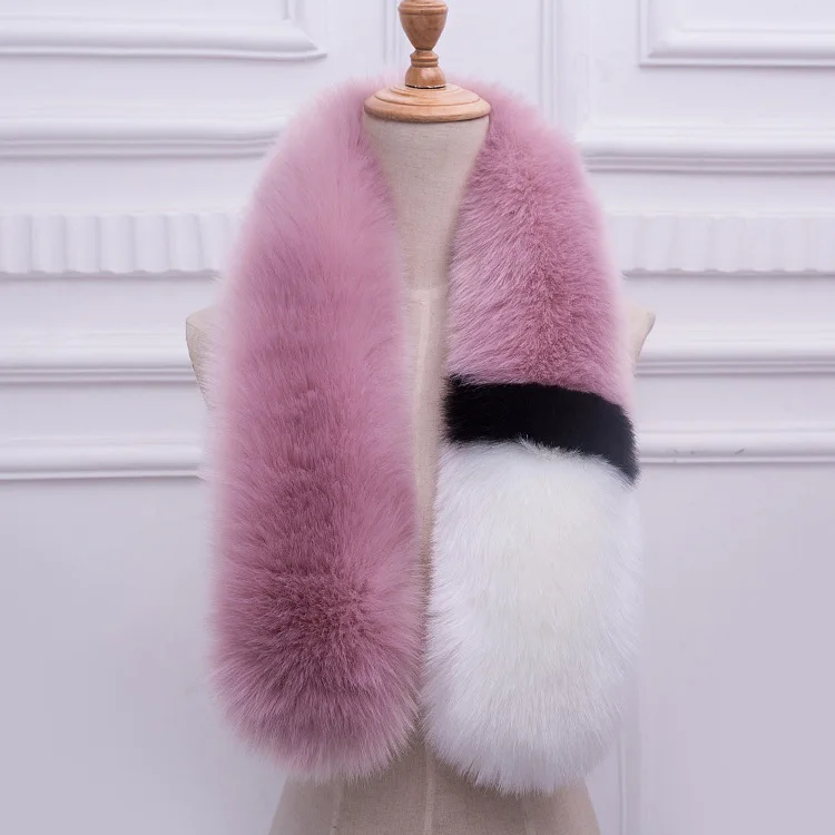 Winter solid color acrylic Classic thicken faux Fur cony rabbit hair cross collar scarf