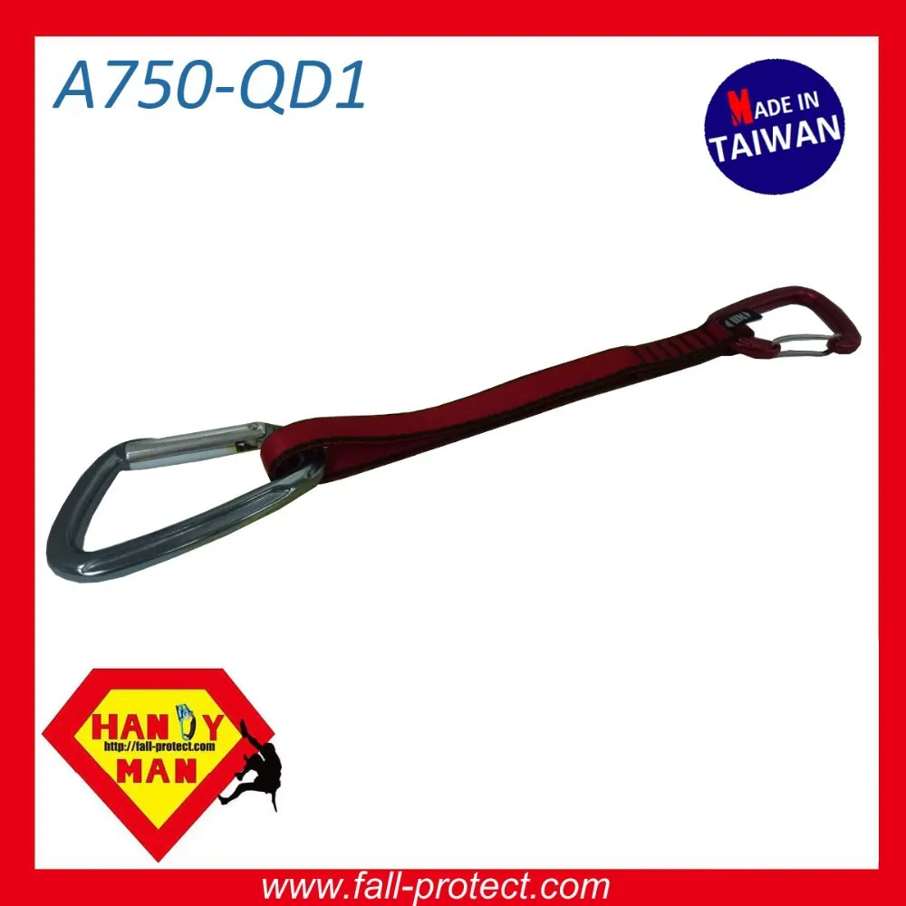 CE UIAA Certified A750-QD1 D Type D Shaped Aluminum Climbing Quickdraw