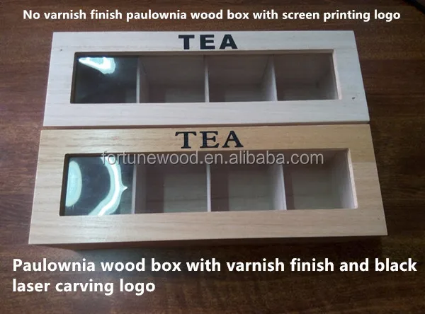 LOW COST paulownia wood tea bag storage box