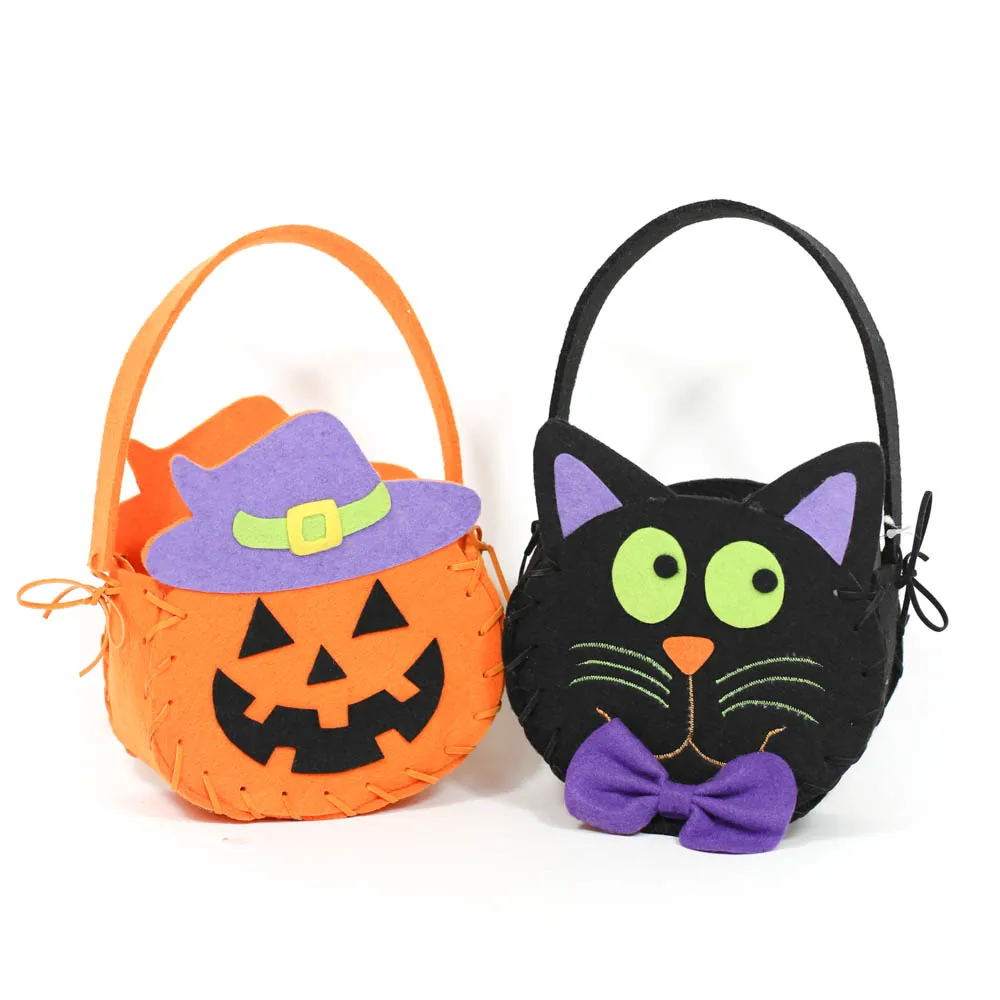 Promotional Halloween Kids Pumpkin Shopping Bags Small Tote Bags