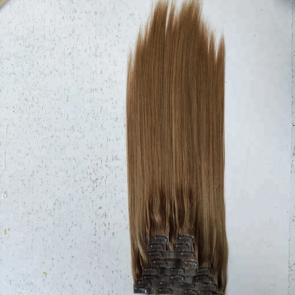 Factory Wholesale Thick End 100% human hair natural Straight Remy Hair Clip In Hair Extension