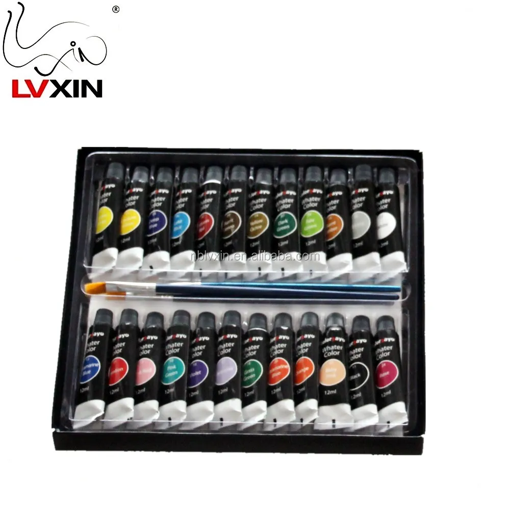 Premium Quality 12 ml / 0.4 Oz Non Toxic & Vivid Colors Watercolor Paint Set 24 Colors