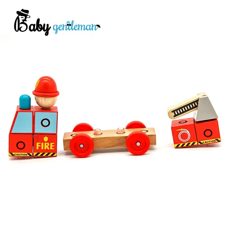 High quality vehicle toy mini wooden fire truck toy for children Z04348A