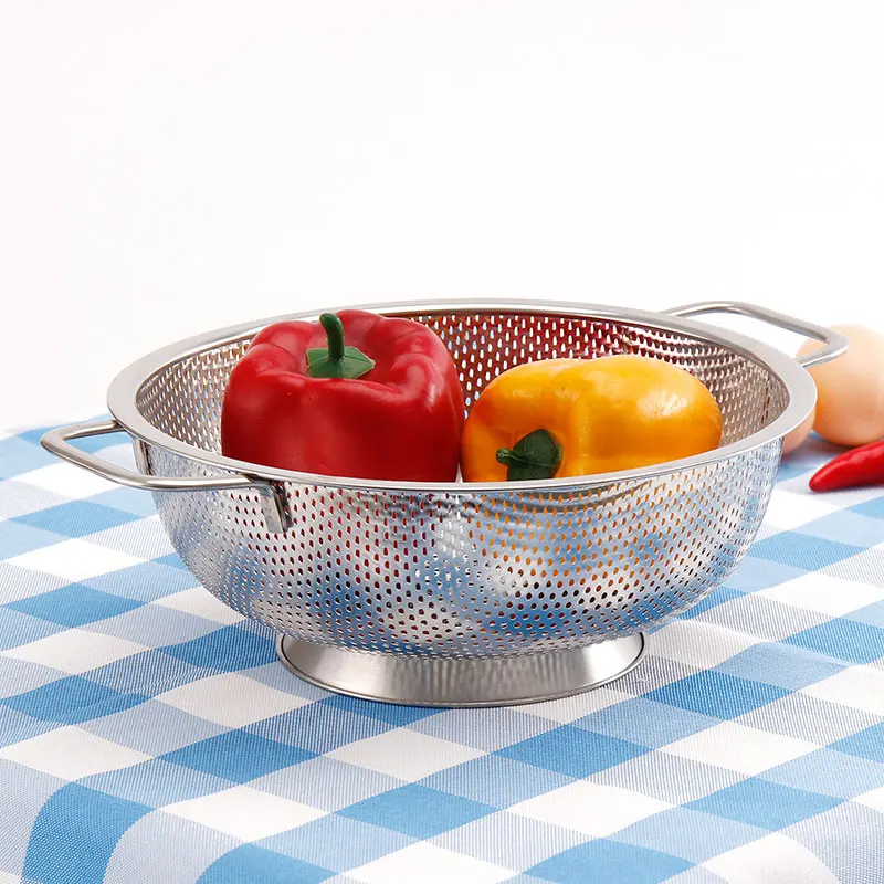 Stainless Steel Deep Footed Strainer Vegetable Basket Fruit Colander Used for Kitchen Sink