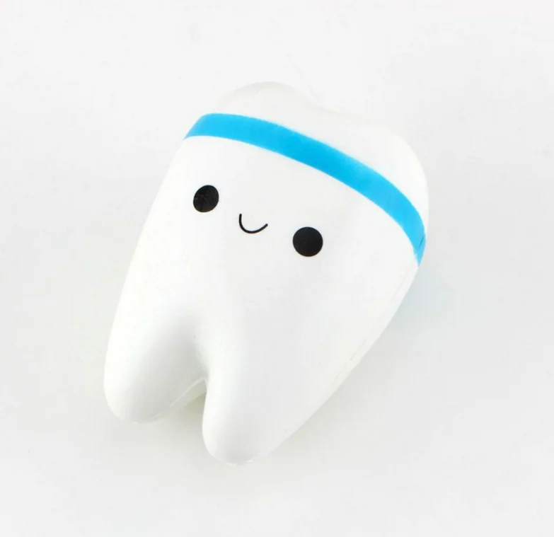 Mskwee Cute Cartoon Tooth Pendant Squishy Toy Slow Rising Hand Spinner Teeth Soft Cute Stretchy Squeeze Toy Gifts for children