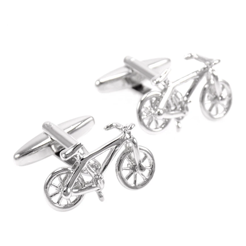 wholesale supplier silver color men design bicycle shape cufflinks