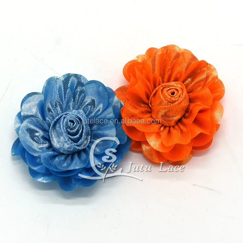 New silver glitter artificial flowers -handmade shiny fabric flowers -rose chiffon christmas flowers