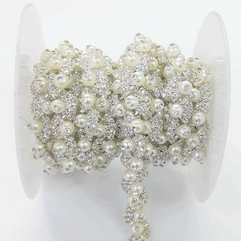 
Factory wholesale crystal strass cup rhinestone pearl rhinestone cup chain 