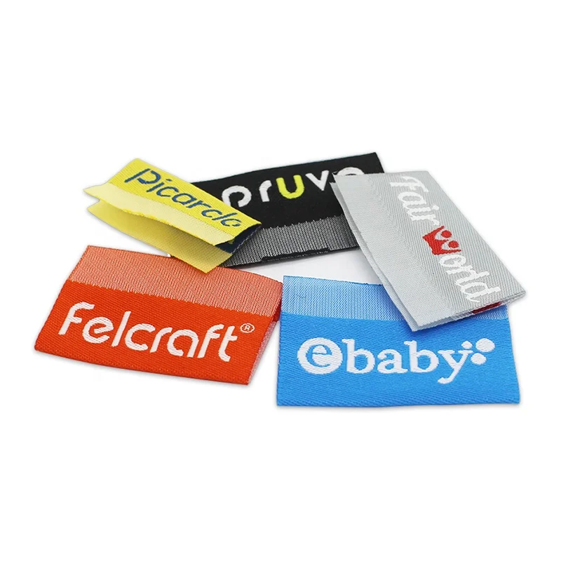 Free Sample Custom Centerfold Garment Fashion Loop Fold Woven Label