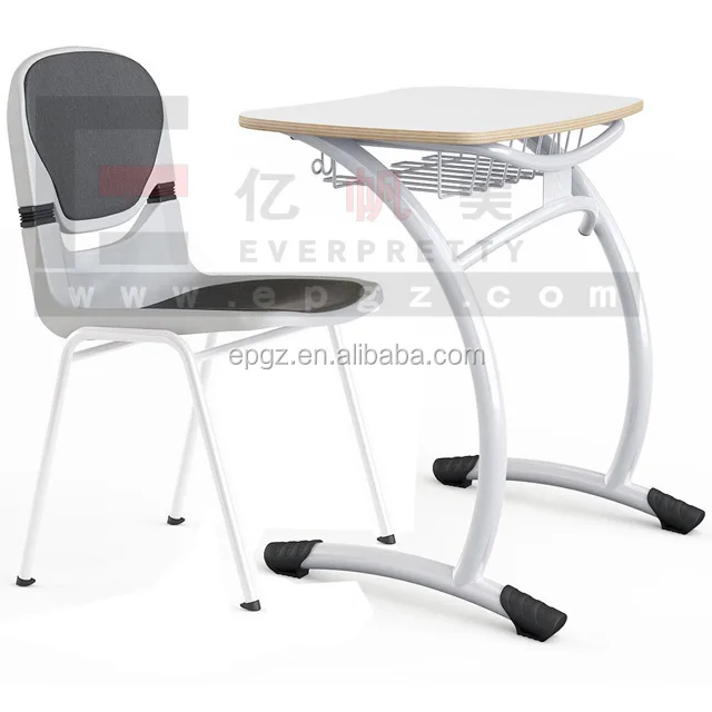 High Quality University College School Furniture Student Desk and Chair for 1-seater with Booknet