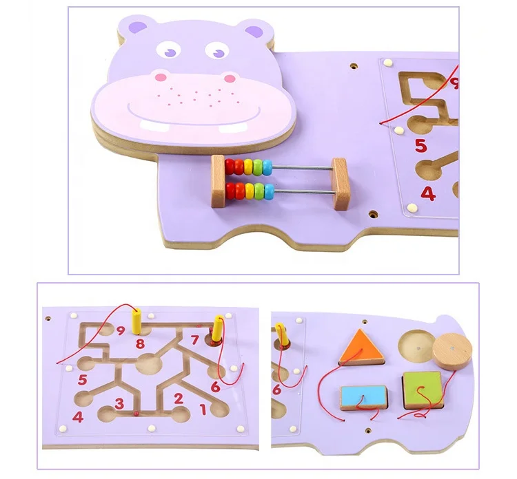 Educational Percussion Instrument Puzzle Montessori Materials Animal Wall Panel Wooden Wall Game Busy Board