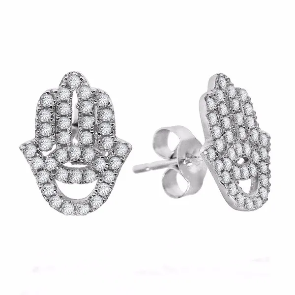 Stud Big Stone Cube Fine CZ Micro Cubic Zirconia Stud earrings
