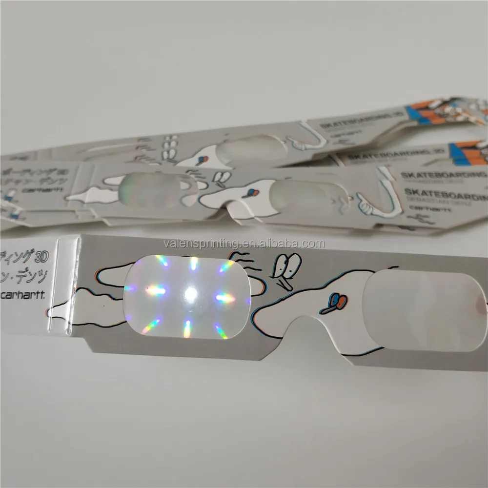 Customized Logo Paper Fireworks Glasses Heart Diffraction Glasses for Giveaway