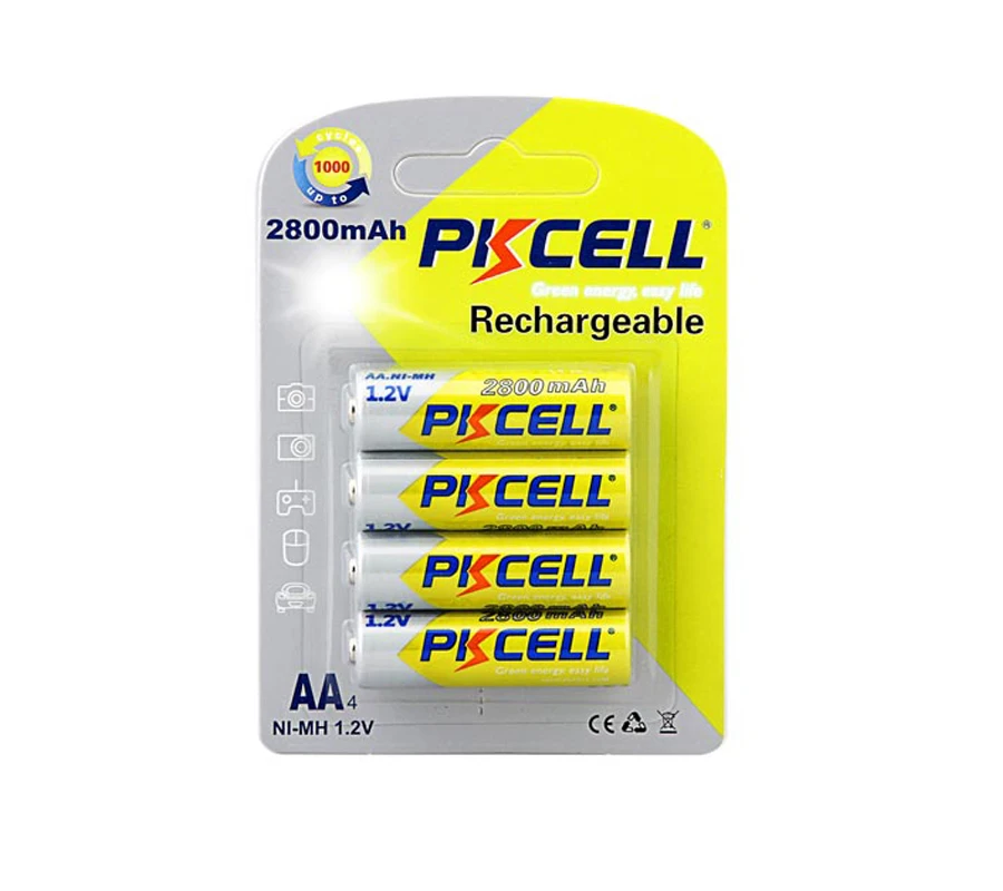 PKCELL hot sale  high quality NiMH 12V rechargeable battery AA small battery 1.2v aa  2800mAh recycled batteries