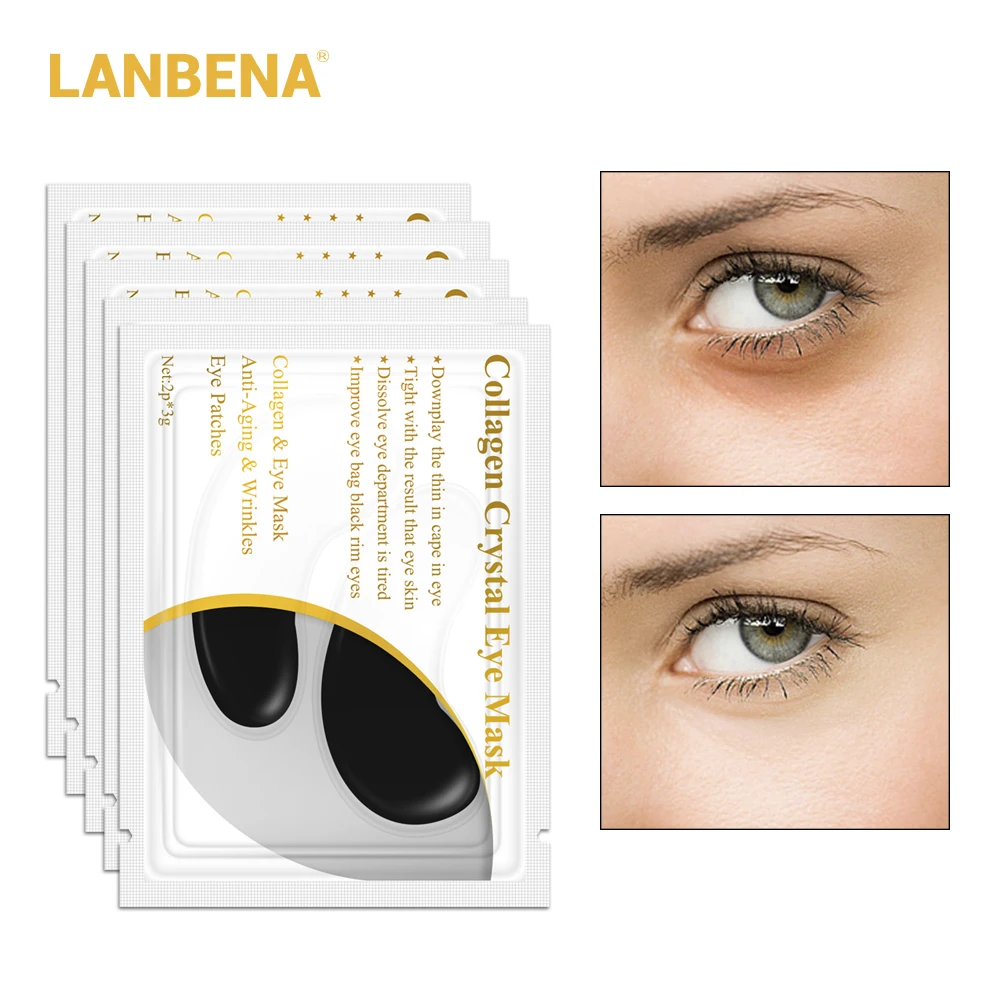 LANBENA 24K Gold Collagen Eye Mask Anti Puffiness Dark Circle Eye Patches Anti-Aging Wrinkle Firming Eyes Care