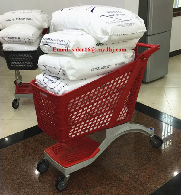 CE New Design Plastic Supermarket Shopping Trolley For Retail Store with 4 Wheels
