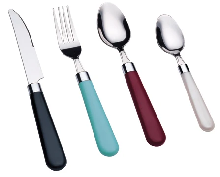 Several color plastic handle stainless steel cutlery with plastic handle