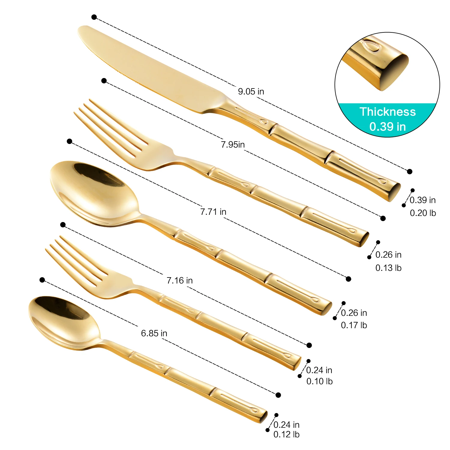 DEACORY оптовая продажа золотые столовые приборы с бамбуковым узором ручная полировка набор столовых приборов из нержавеющей стали для свадебного ресторана