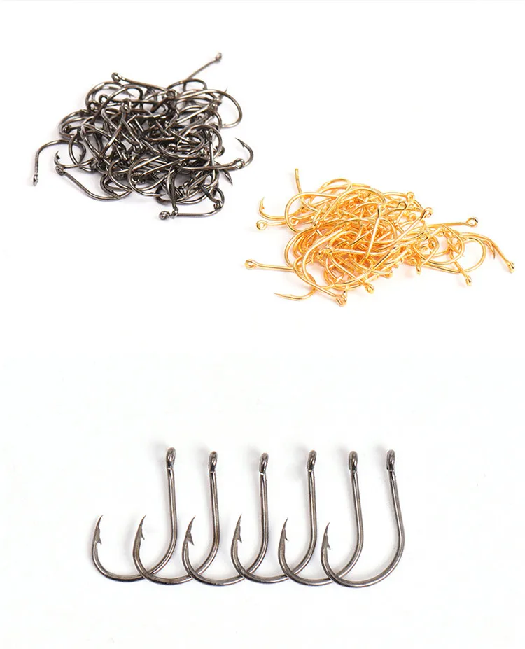 600pcs/box High Carbon Steel Fishing Hook Jig Hook Size #3-#12 With Hole Fishhooks Set Carp Fishing Tackle