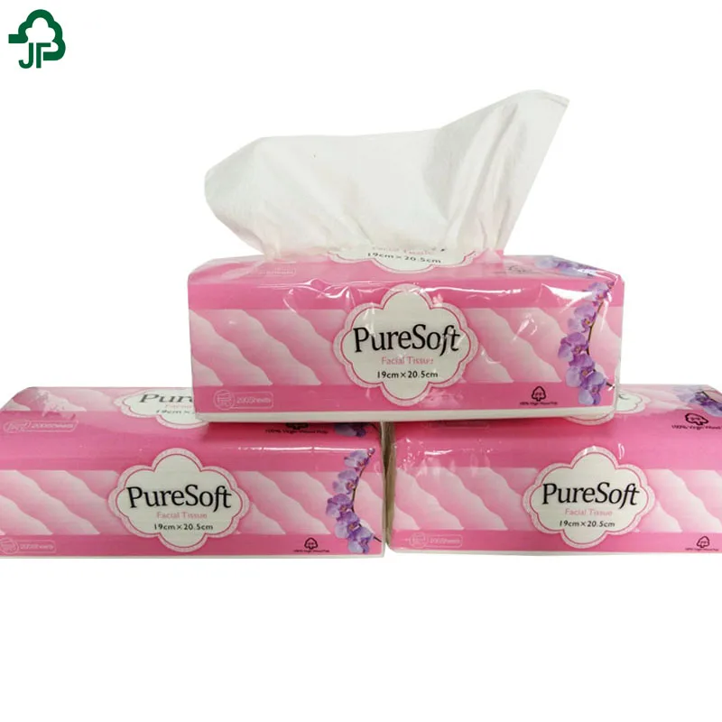 100% Virgin Wood Pulp 2 Ply Facial Tissue Paper Soft Pack