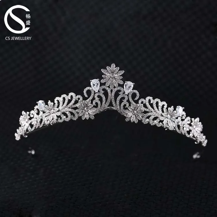 Hot Sell Fashion Rhinestone 925 Sterling Silver Wedding Crown Tiara