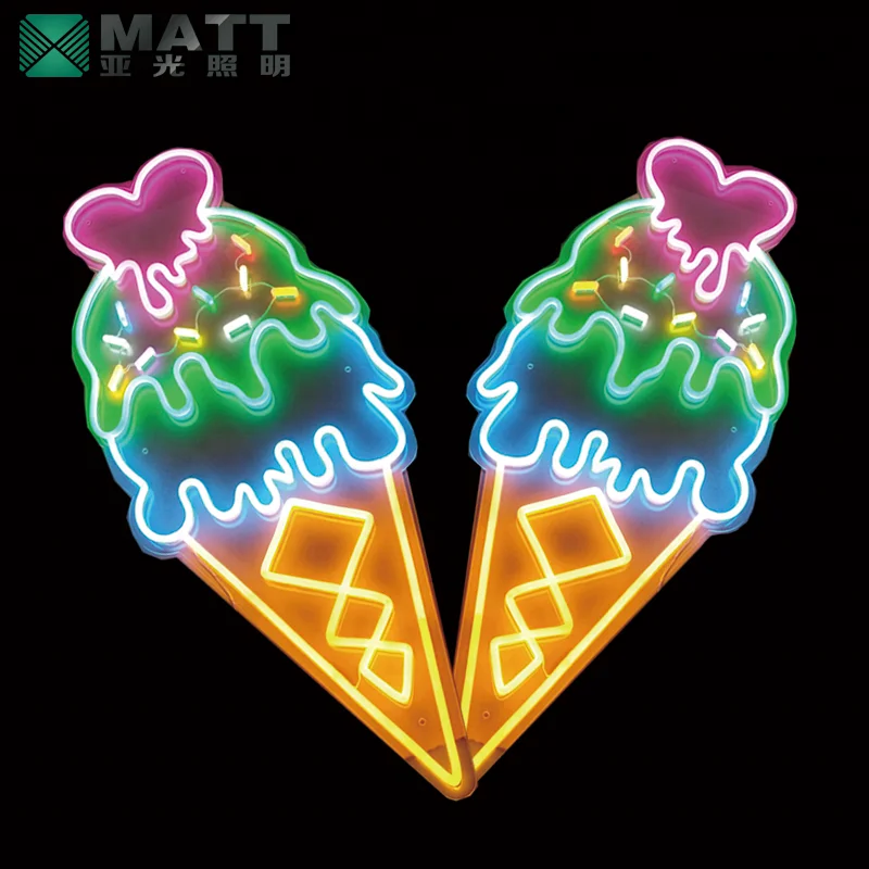 Led Neon Lights Ice Cream Neon Sign RGB Multi Dropshipping Custom Neon Sweet 12 25 Outdoor Advertising Sign 12V DC 2 Years